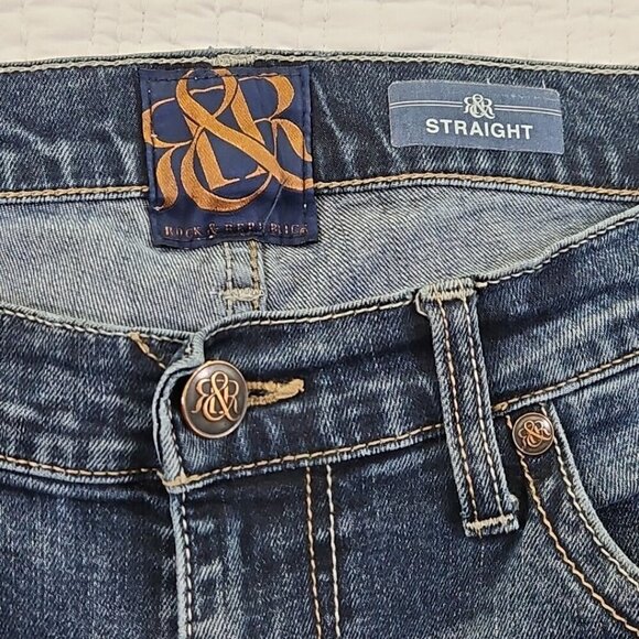 Rock & Republic Neil Jeans Men's 34x32 Straight Leg Flap Pocket Stretch EUC - Picture 12 of 16